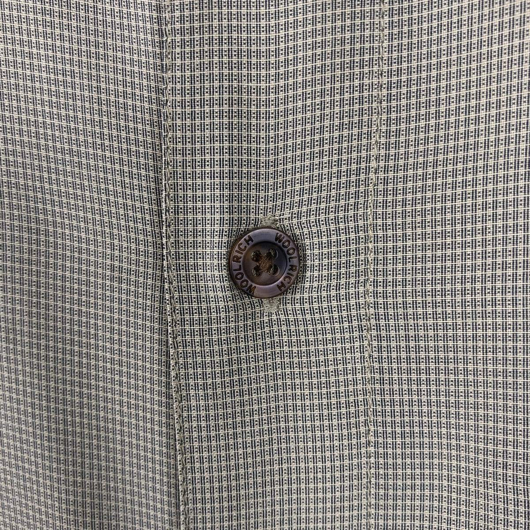 Woolrich WOOLRICH all-over print wide collar short-sleeved polyester shirt, boxy fit, men's size L (approx.) Polynosic Khaki type sage green Vintage Second Hand