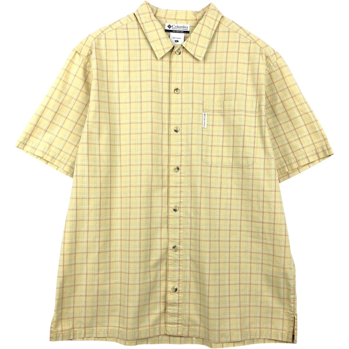 2000'S Columbia Short Sleeve Cotton Check Box Shirt, Men's Size L cotton lemon yellow Vintage Second Hand