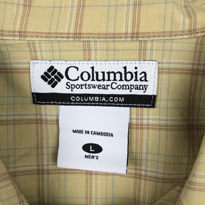2000'S Columbia Short Sleeve Cotton Check Box Shirt, Men's Size L cotton lemon yellow Vintage Second Hand
