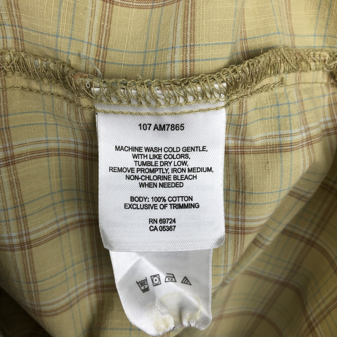 2000'S Columbia Short Sleeve Cotton Check Box Shirt, Men's Size L cotton lemon yellow Vintage Second Hand