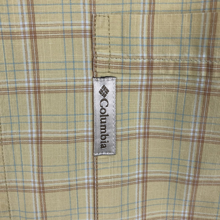 2000'S Columbia Short Sleeve Cotton Check Box Shirt, Men's Size L cotton lemon yellow Vintage Second Hand