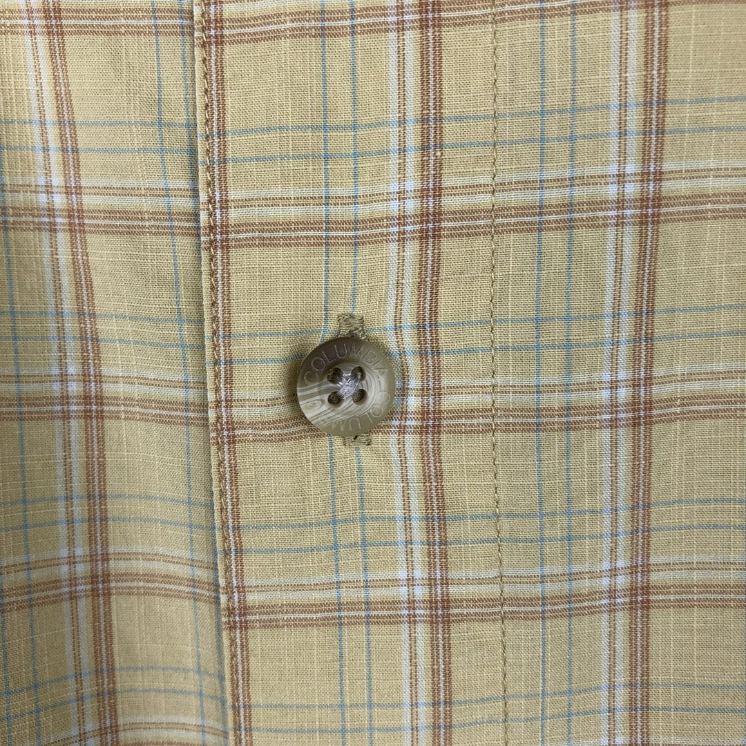 2000'S Columbia Short Sleeve Cotton Check Box Shirt, Men's Size L cotton lemon yellow Vintage Second Hand