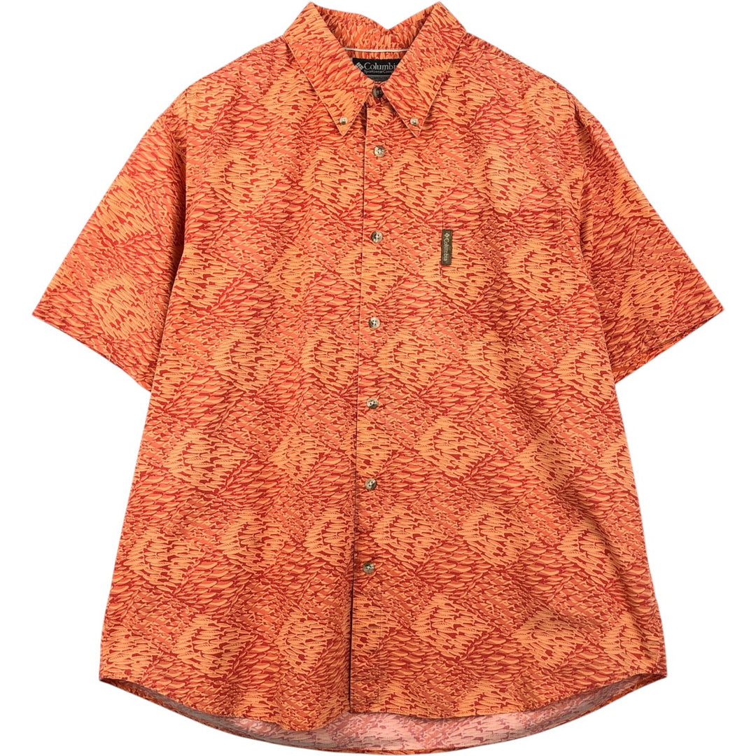 2000'S Columbia XCO all-over fish print short-sleeved cotton shirt, men's size XL equivalent. cotton orange type Vintage Second Hand