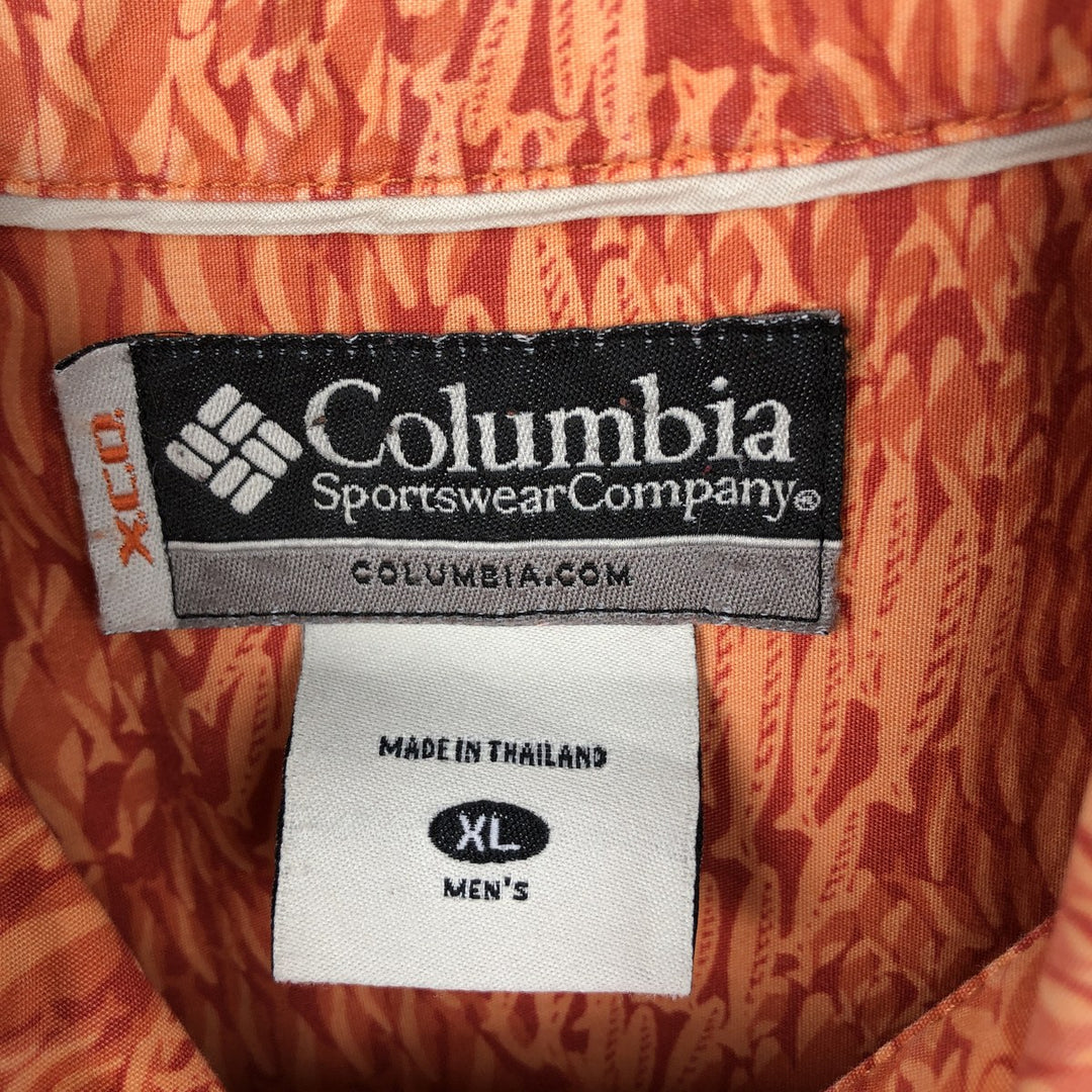 2000'S Columbia XCO all-over fish print short-sleeved cotton shirt, men's size XL equivalent. cotton orange type Vintage Second Hand