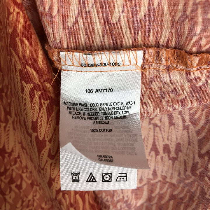 2000'S Columbia XCO all-over fish print short-sleeved cotton shirt, men's size XL equivalent. cotton orange type Vintage Second Hand