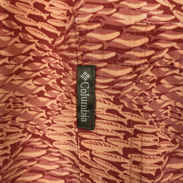 2000'S Columbia XCO all-over fish print short-sleeved cotton shirt, men's size XL equivalent. cotton orange type Vintage Second Hand