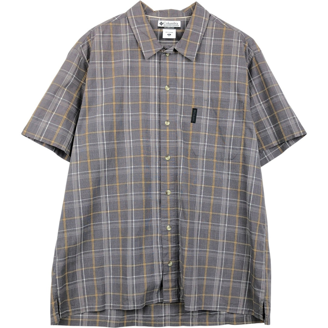 2000'S Columbia Short Sleeve Cotton Check Box Shirt, Men's XL cotton gray type Vintage Second Hand