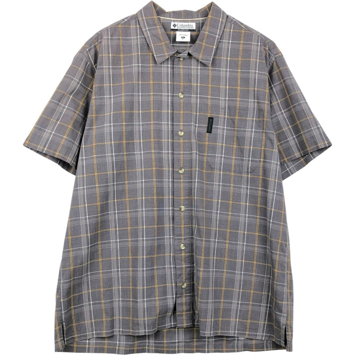 2000'S Columbia Short Sleeve Cotton Check Box Shirt, Men's XL cotton gray type Vintage Second Hand