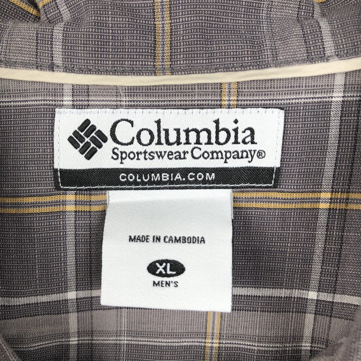 2000'S Columbia Short Sleeve Cotton Check Box Shirt, Men's XL cotton gray type Vintage Second Hand