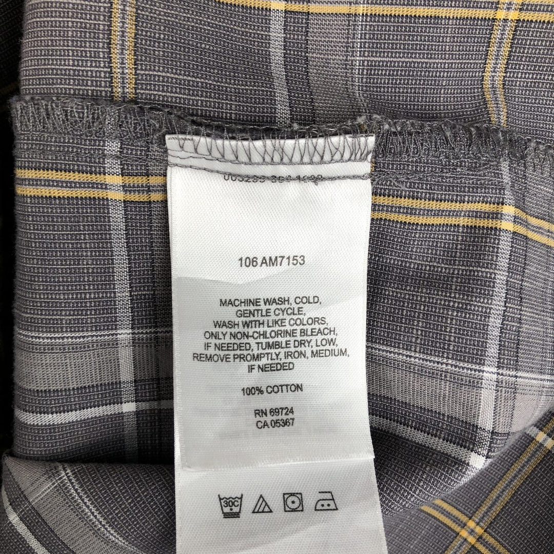 2000'S Columbia Short Sleeve Cotton Check Box Shirt, Men's XL cotton gray type Vintage Second Hand