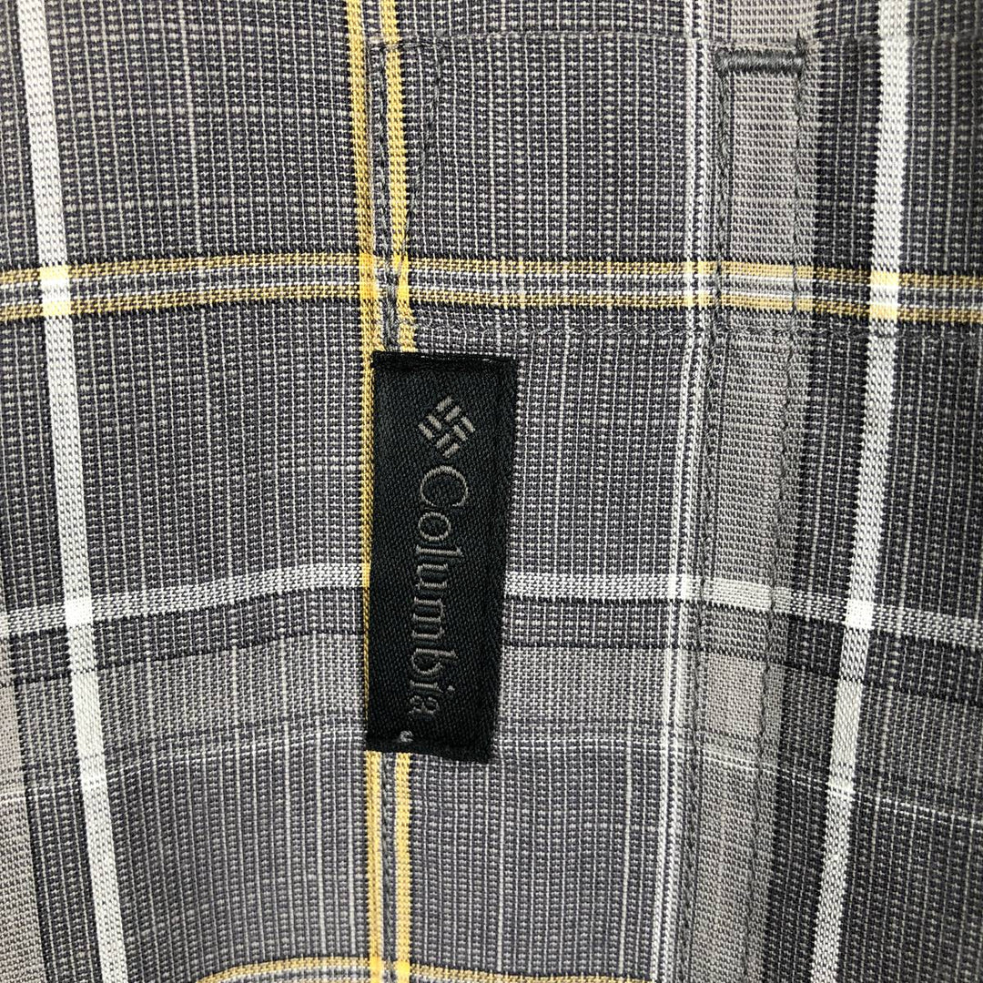 2000'S Columbia Short Sleeve Cotton Check Box Shirt, Men's XL cotton gray type Vintage Second Hand