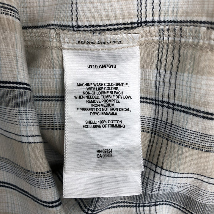 2000'S Columbia Short Sleeve Cotton Check Box Shirt, Men's Size L cotton Beige type Vintage Second Hand