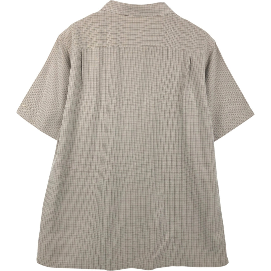 2000'S Columbia Short Sleeve Check Shirt, Box Shirt, Men's Size L Modal Khaki type beige Vintage Second Hand