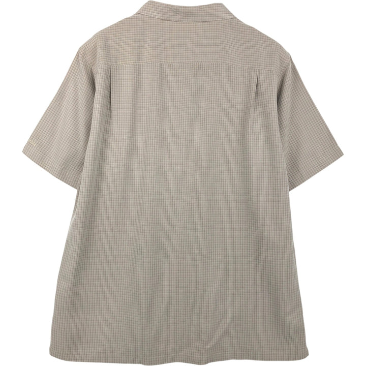 2000'S Columbia Short Sleeve Check Shirt, Box Shirt, Men's Size L Modal Khaki type beige Vintage Second Hand