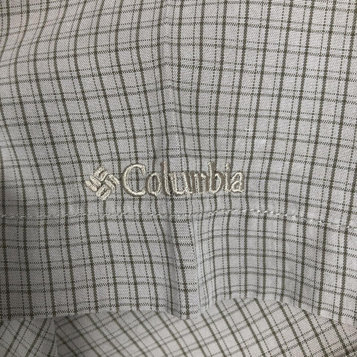 2000'S Columbia Short Sleeve Check Shirt, Box Shirt, Men's Size L Modal Khaki type beige Vintage Second Hand
