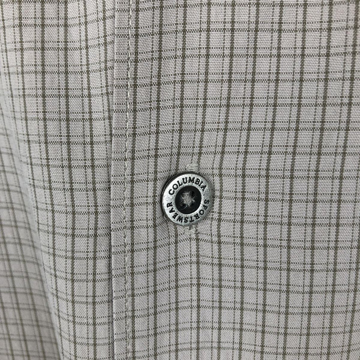 2000'S Columbia Short Sleeve Check Shirt, Box Shirt, Men's Size L Modal Khaki type beige Vintage Second Hand