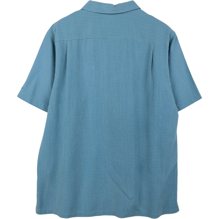 2000'S Columbia Short Sleeve Check Shirt, Box Shirt, Men's Size L Modal turquoise blue Vintage Second Hand