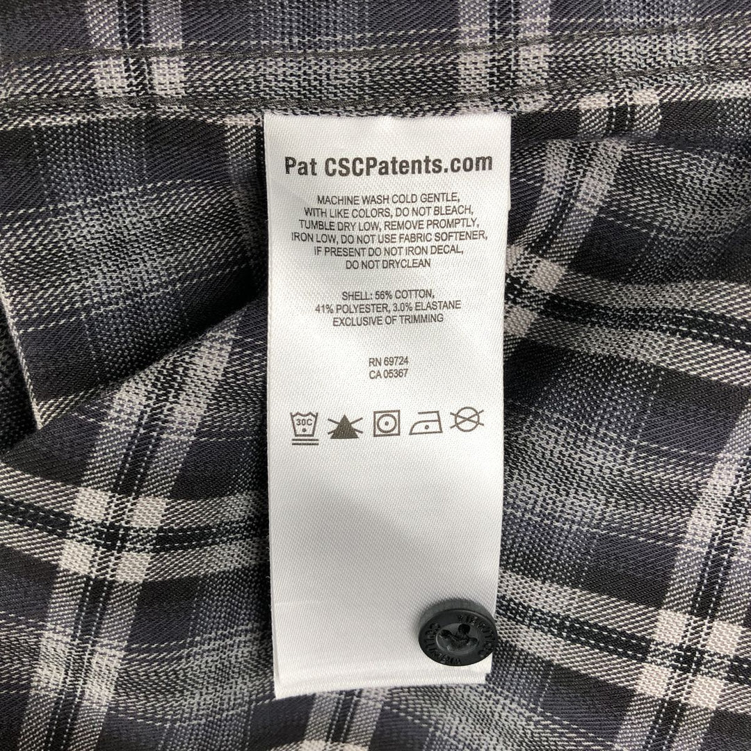 Columbia Regular Fit Short-Sleeve Cotton Check Shirt (Men's Size XL) cotton gray type Vintage Second Hand
