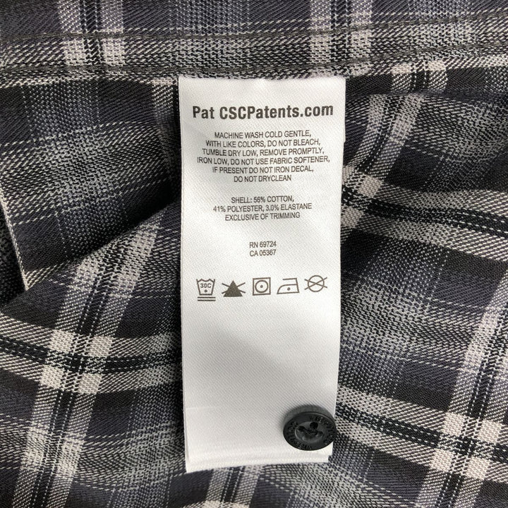 Columbia Regular Fit Short-Sleeve Cotton Check Shirt (Men's Size XL) cotton gray type Vintage Second Hand