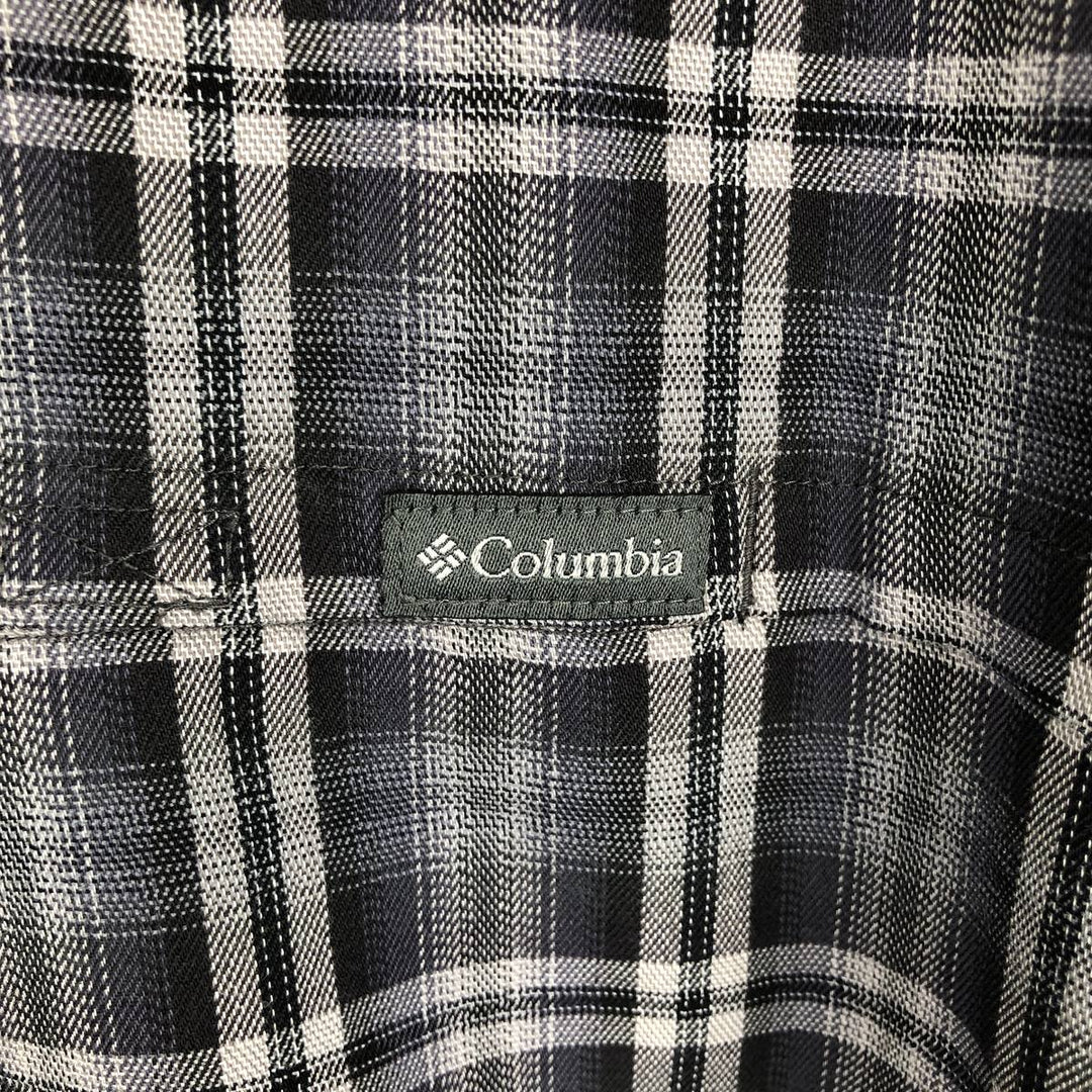 Columbia Regular Fit Short-Sleeve Cotton Check Shirt (Men's Size XL) cotton gray type Vintage Second Hand