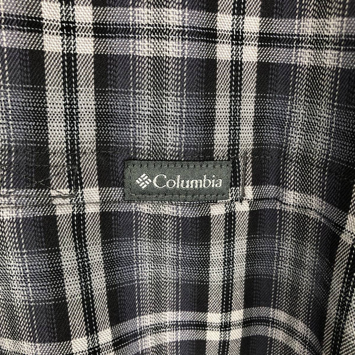 Columbia Regular Fit Short-Sleeve Cotton Check Shirt (Men's Size XL) cotton gray type Vintage Second Hand