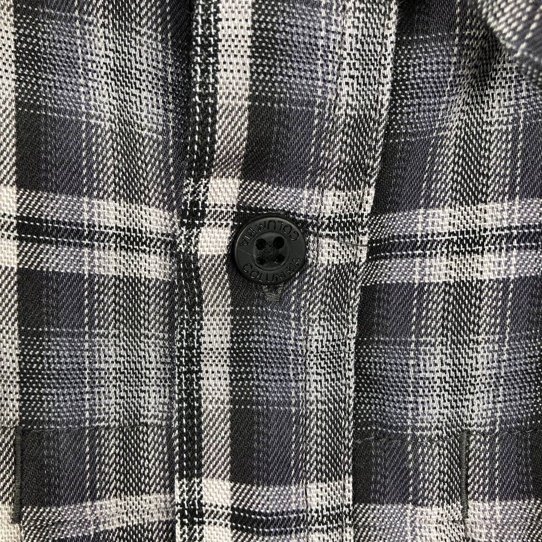 Columbia Regular Fit Short-Sleeve Cotton Check Shirt (Men's Size XL) cotton gray type Vintage Second Hand