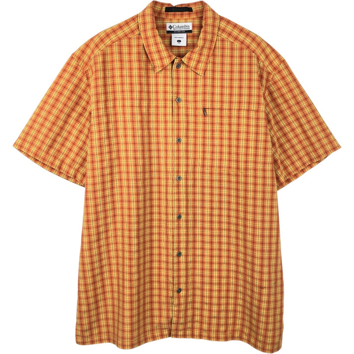 2000'S Columbia Short Sleeve Check Shirt, Box Shirt, Men's Size L polyester orange type Vintage Second Hand