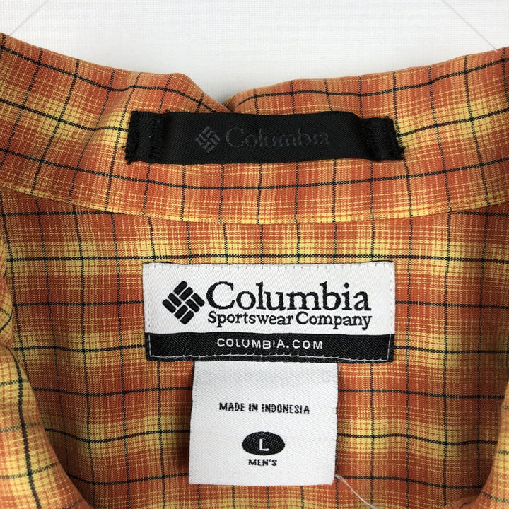 2000'S Columbia Short Sleeve Check Shirt, Box Shirt, Men's Size L polyester orange type Vintage Second Hand