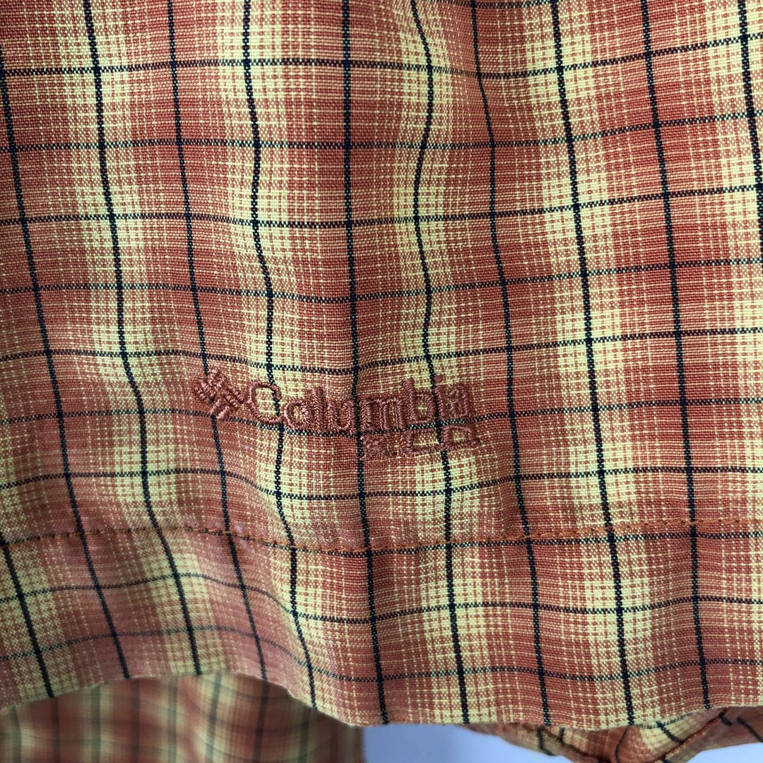 2000'S Columbia Short Sleeve Check Shirt, Box Shirt, Men's Size L polyester orange type Vintage Second Hand