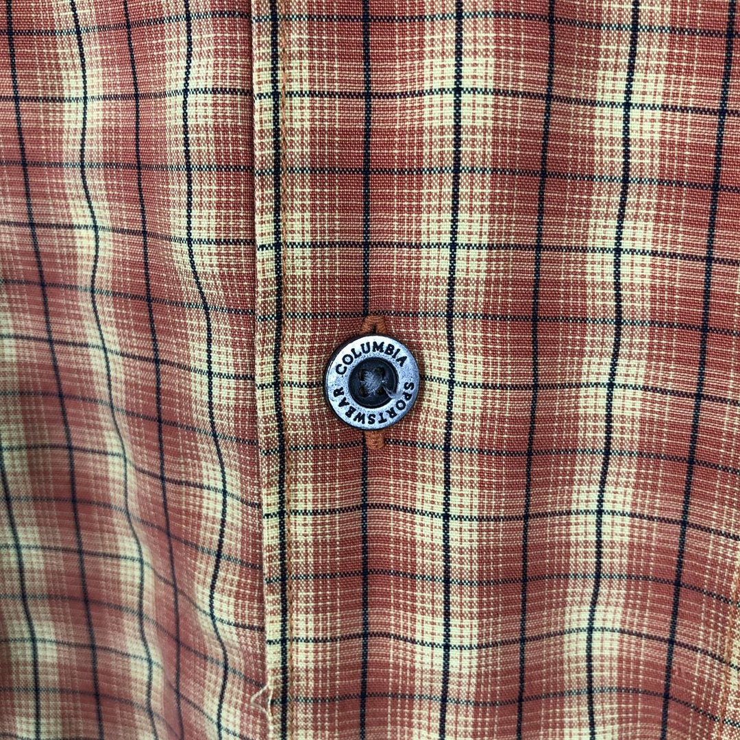 2000'S Columbia Short Sleeve Check Shirt, Box Shirt, Men's Size L polyester orange type Vintage Second Hand