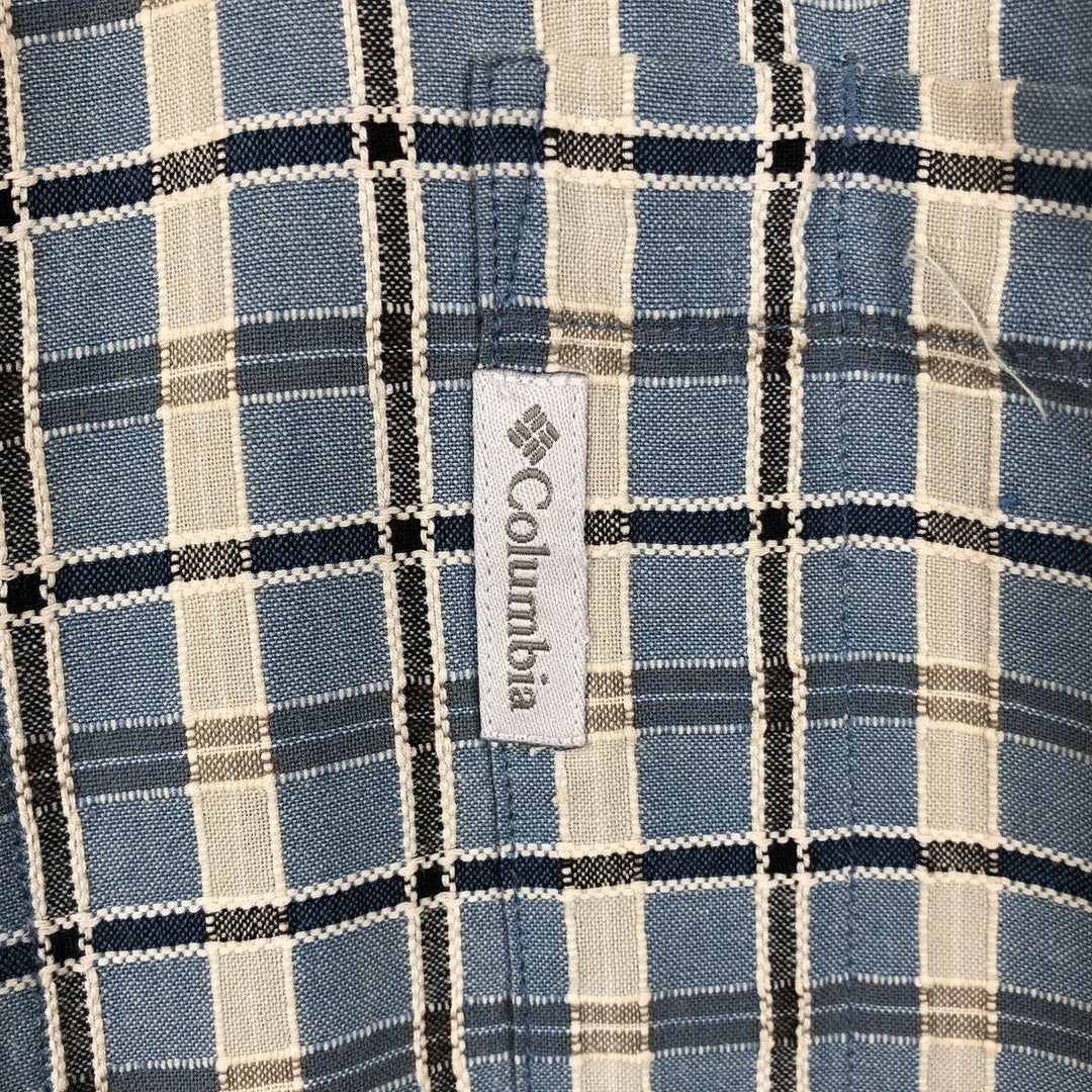 90s-00'S Columbia Short-Sleeve Button-Down Check Shirt, Men's Size XL (Equivalent), Vintage cotton Blue type light blue Vintage Second Hand