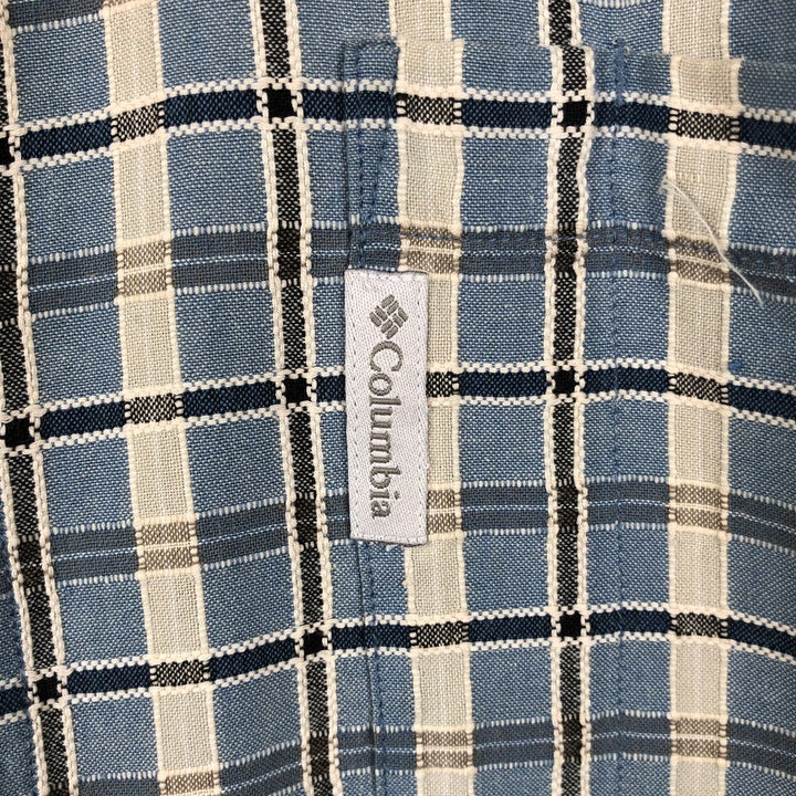 90s-00'S Columbia Short-Sleeve Button-Down Check Shirt, Men's Size XL (Equivalent), Vintage cotton Blue type light blue Vintage Second Hand