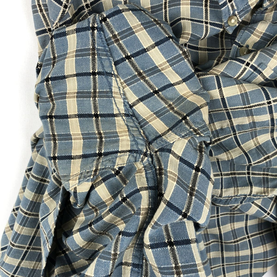 90s-00'S Columbia Short-Sleeve Button-Down Check Shirt, Men's Size XL (Equivalent), Vintage cotton Blue type light blue Vintage Second Hand