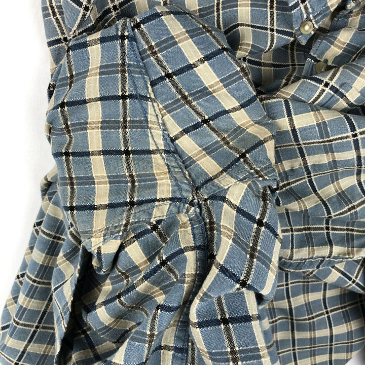 90s-00'S Columbia Short-Sleeve Button-Down Check Shirt, Men's Size XL (Equivalent), Vintage cotton Blue type light blue Vintage Second Hand