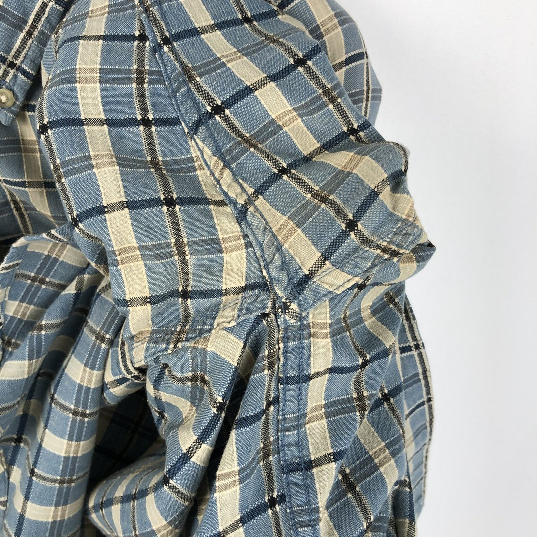 90s-00'S Columbia Short-Sleeve Button-Down Check Shirt, Men's Size XL (Equivalent), Vintage cotton Blue type light blue Vintage Second Hand