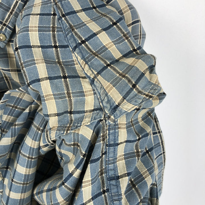 90s-00'S Columbia Short-Sleeve Button-Down Check Shirt, Men's Size XL (Equivalent), Vintage cotton Blue type light blue Vintage Second Hand