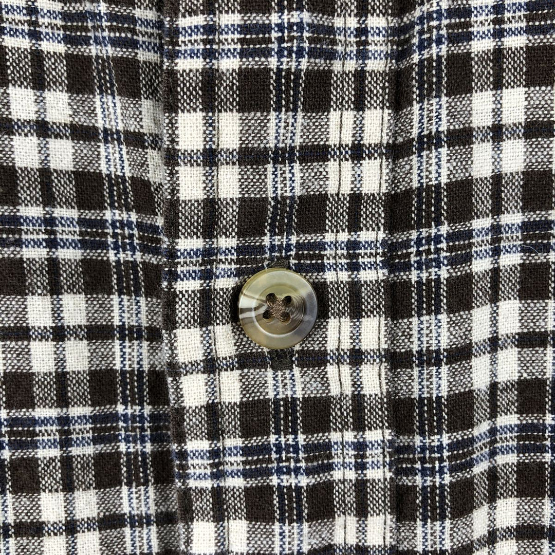 LLBean Short-Sleeve Cotton Check Shirt, Boxy Shirt, Men's Size L (Equivalent), Vintage cotton brown type Vintage Second Hand
