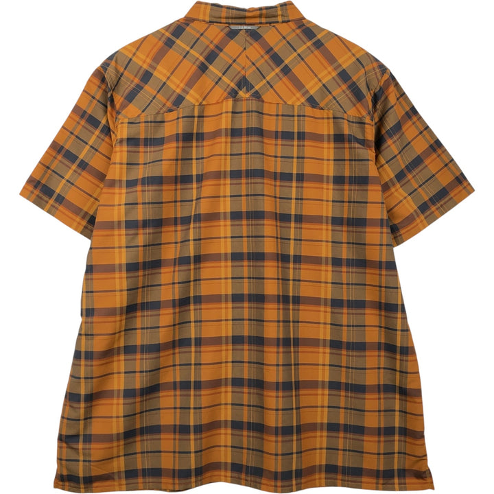 LLBean Short-Sleeve Check Shirt, Boxy Shirt, Men's Size XL (approx.) polyester orange type Vintage Second Hand