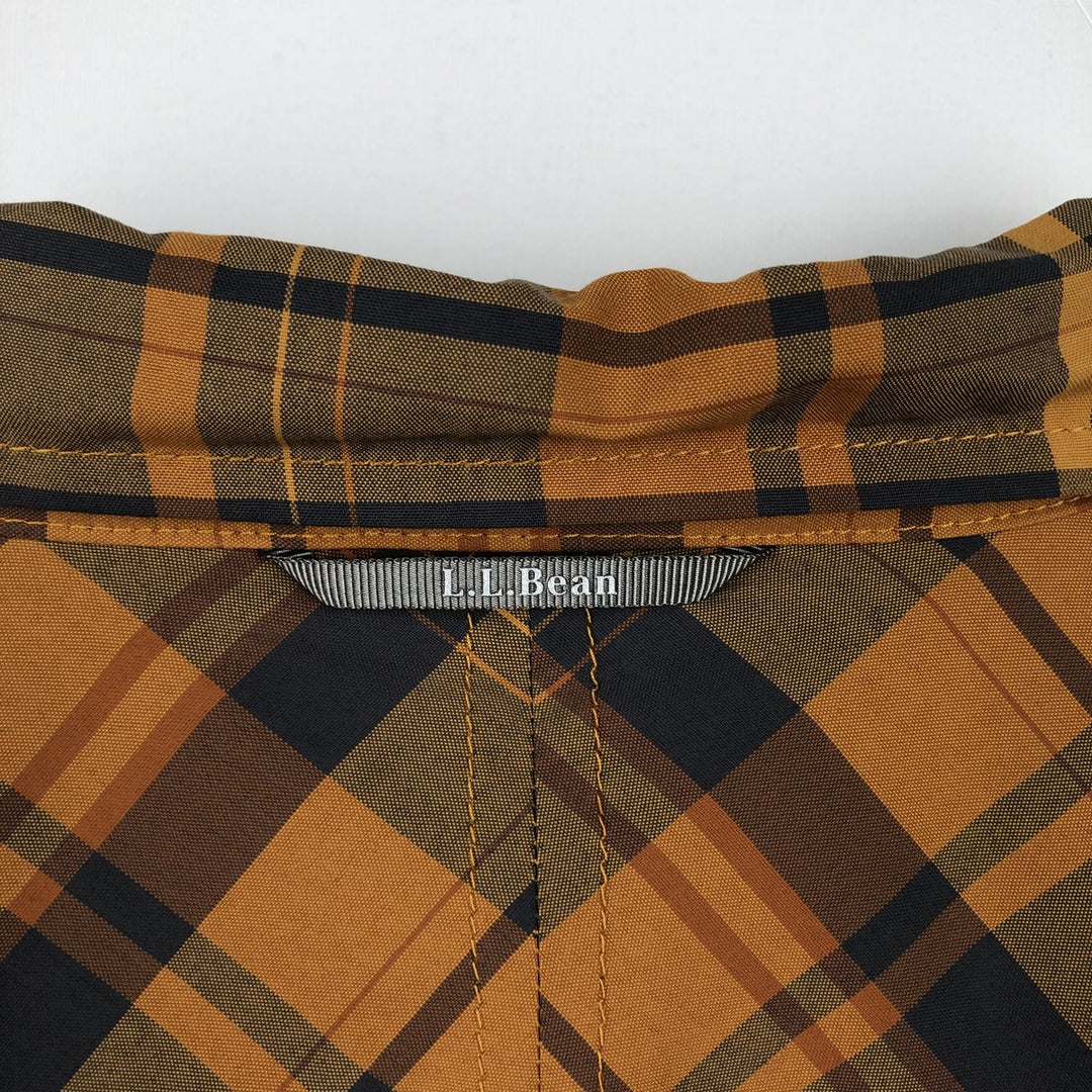 LLBean Short-Sleeve Check Shirt, Boxy Shirt, Men's Size XL (approx.) polyester orange type Vintage Second Hand