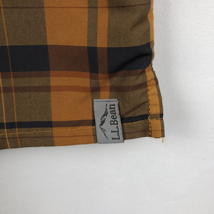 LLBean Short-Sleeve Check Shirt, Boxy Shirt, Men's Size XL (approx.) polyester orange type Vintage Second Hand