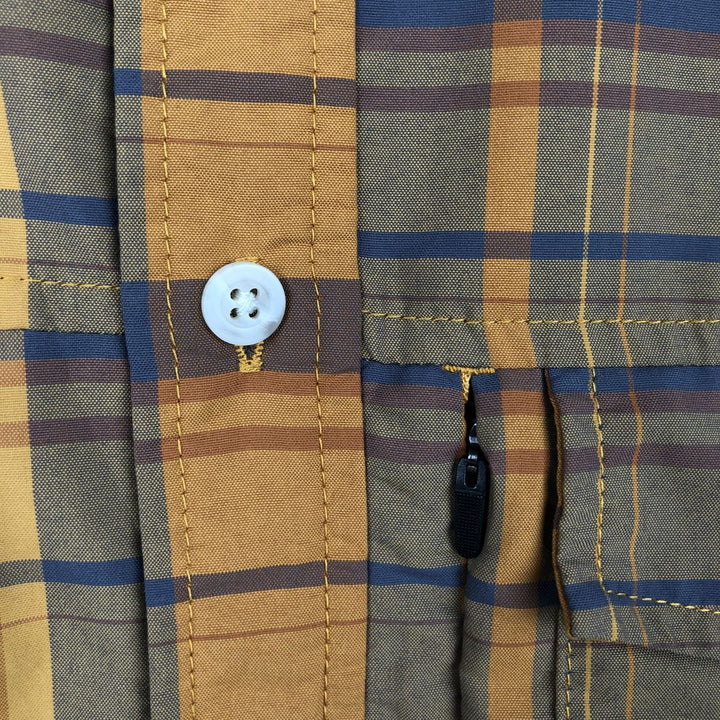 LLBean Short-Sleeve Check Shirt, Boxy Shirt, Men's Size XL (approx.) polyester orange type Vintage Second Hand