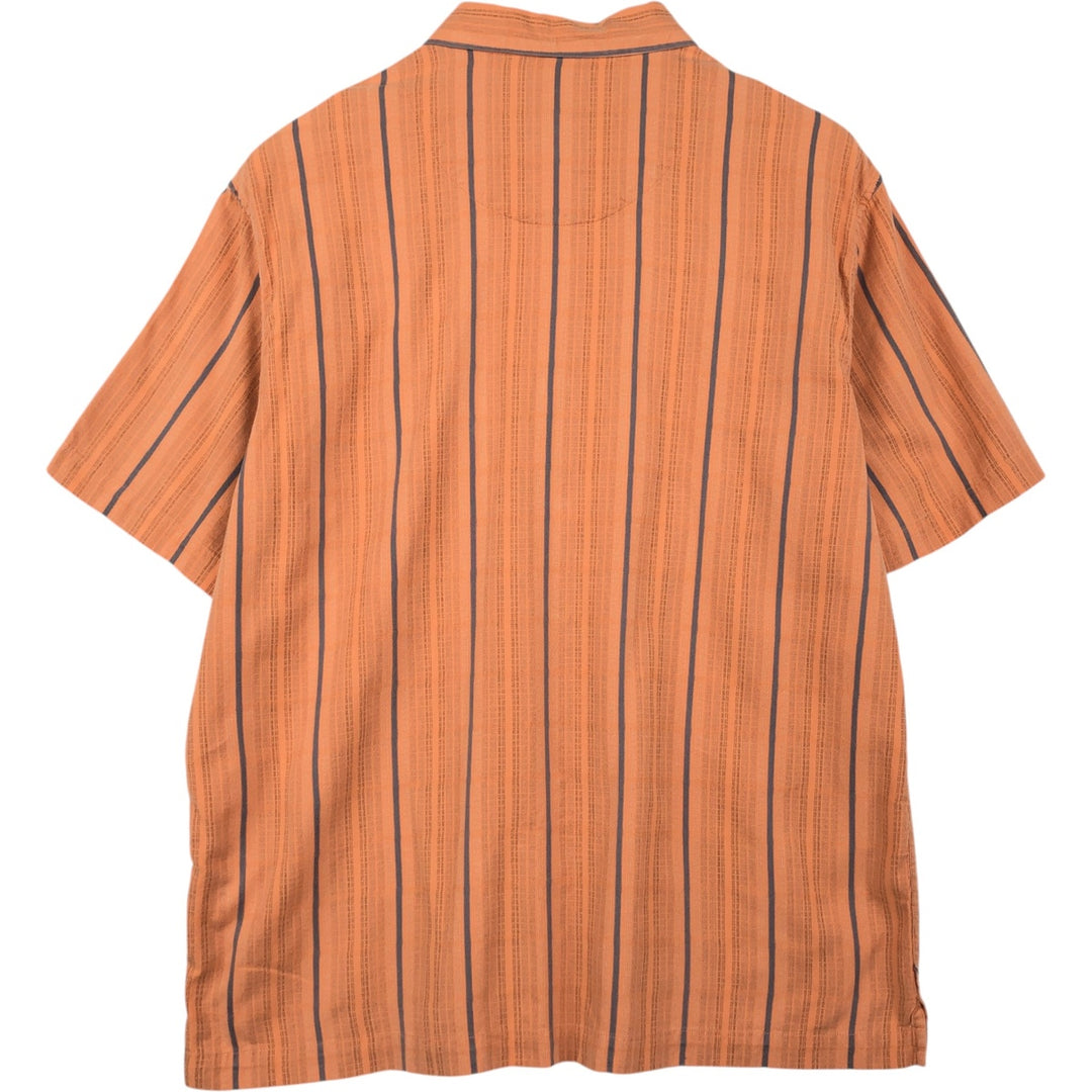 Eddie Bauer Multi-stripe Short-Sleeve Cotton Striped Shirt, Boxy Shirt, Men's Size M cotton orange type Vintage Second Hand