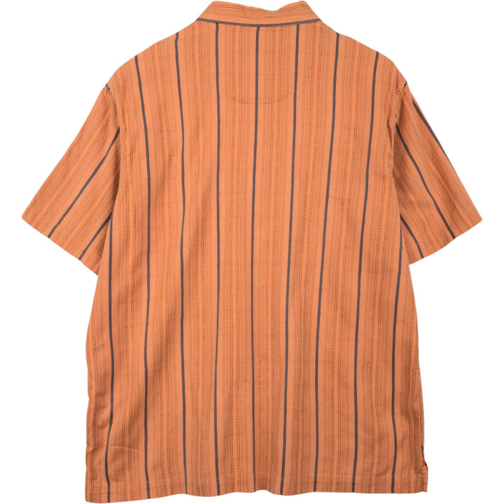 Eddie Bauer Multi-stripe Short-Sleeve Cotton Striped Shirt, Boxy Shirt, Men's Size M cotton orange type Vintage Second Hand