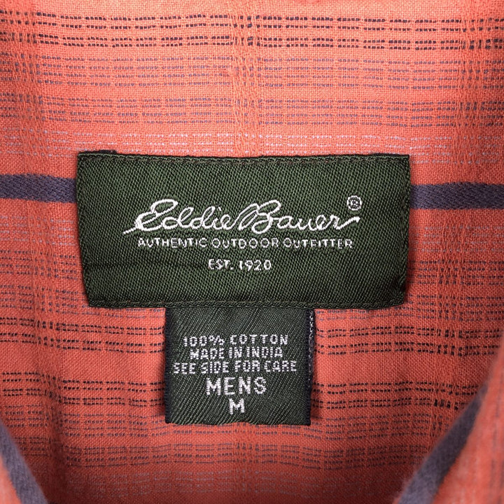 Eddie Bauer Multi-stripe Short-Sleeve Cotton Striped Shirt, Boxy Shirt, Men's Size M cotton orange type Vintage Second Hand