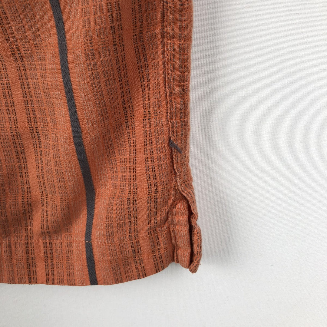 Eddie Bauer Multi-stripe Short-Sleeve Cotton Striped Shirt, Boxy Shirt, Men's Size M cotton orange type Vintage Second Hand
