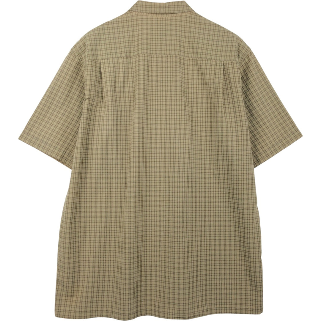 Eddie Bauer Short-Sleeve Cotton Check Shirt, Boxy Fit, Men's Size L (approx.) cotton Khaki type beige Vintage Second Hand