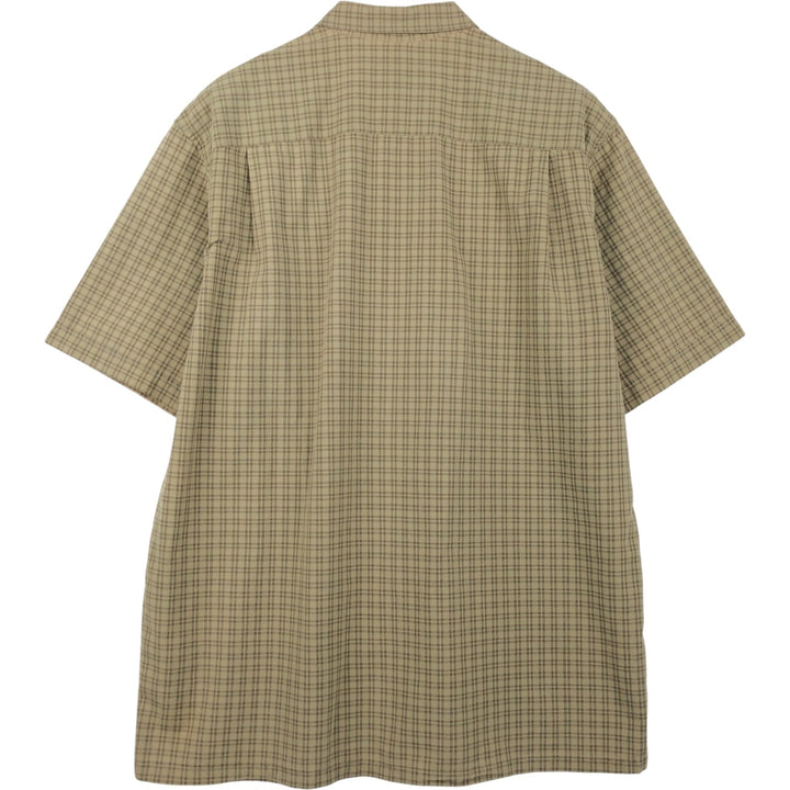Eddie Bauer Short-Sleeve Cotton Check Shirt, Boxy Fit, Men's Size L (approx.) cotton Khaki type beige Vintage Second Hand