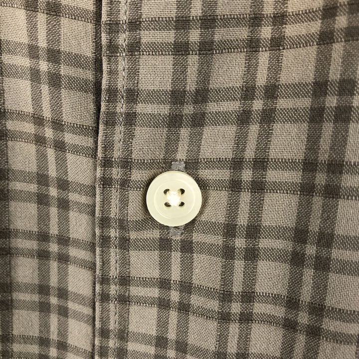 Eddie Bauer Short-Sleeve Cotton Check Shirt, Boxy Fit, Men's Size L (approx.) cotton Khaki type beige Vintage Second Hand