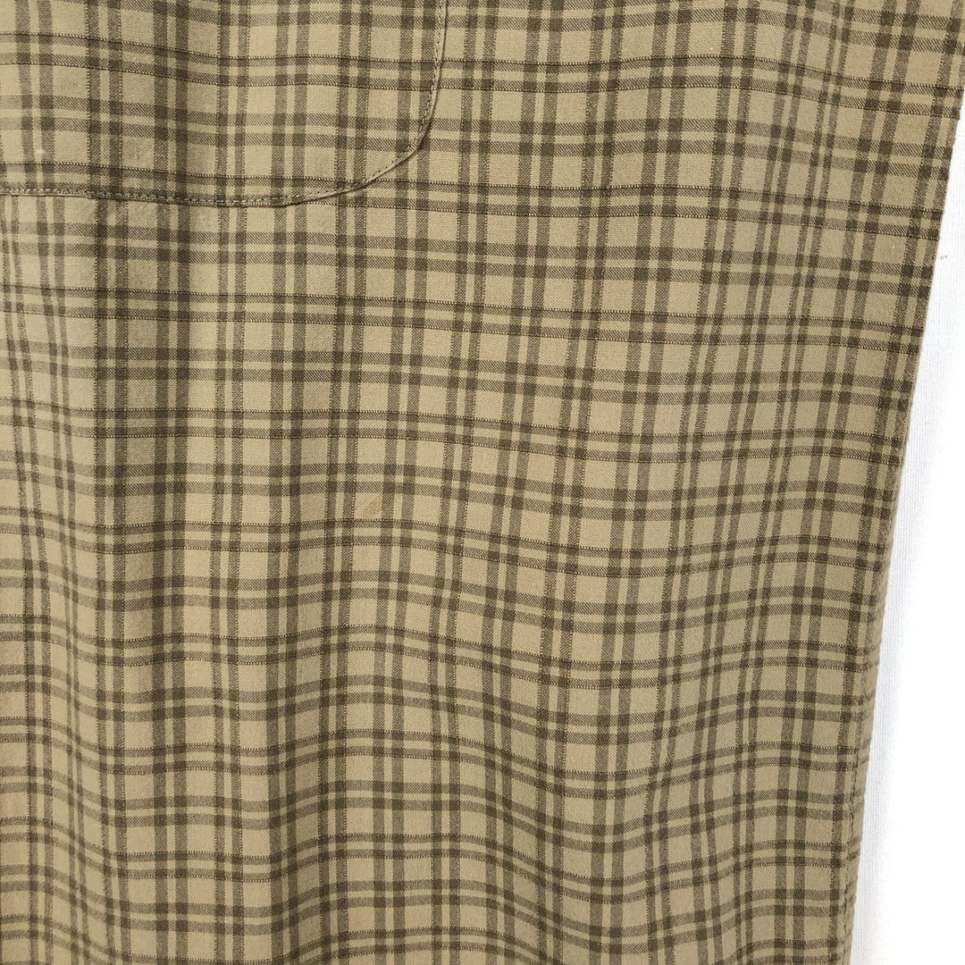 Eddie Bauer Short-Sleeve Cotton Check Shirt, Boxy Fit, Men's Size L (approx.) cotton Khaki type beige Vintage Second Hand