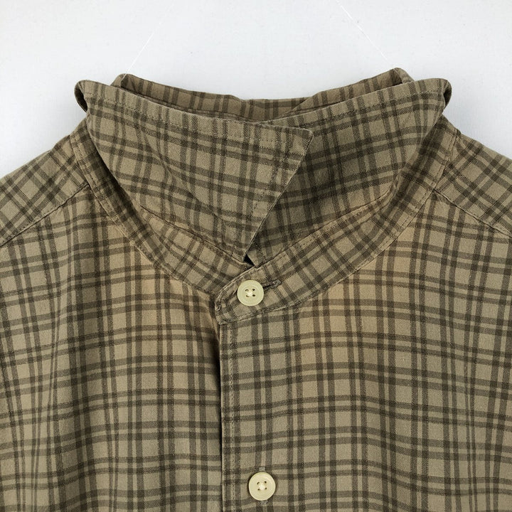 Eddie Bauer Short-Sleeve Cotton Check Shirt, Boxy Fit, Men's Size L (approx.) cotton Khaki type beige Vintage Second Hand